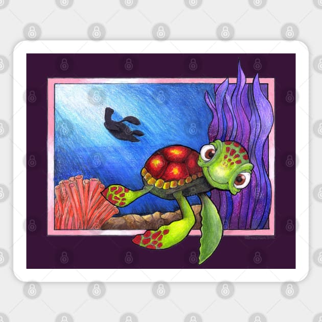 Baby Sea Turtle Magnet by ReneeDixonArt